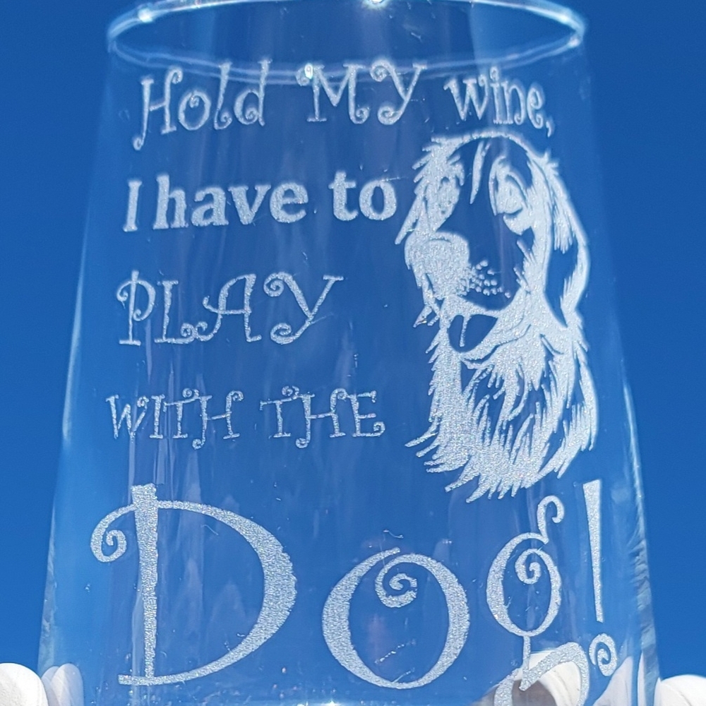 Dog Lover's Engraved Wine Glass